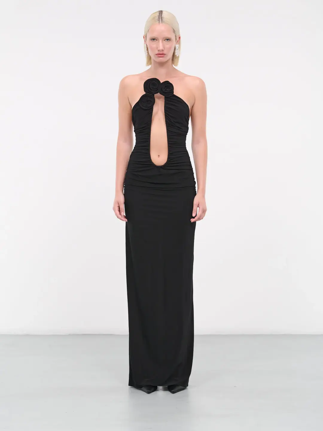 Magda Butrym Plunge Maxi Dress Black Size 6 for rent on The Volte - main image
