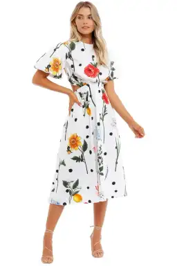 Leo Lin La Flor Midi Dress in Multi Floral Size 14 for rent on The Volte - image 4