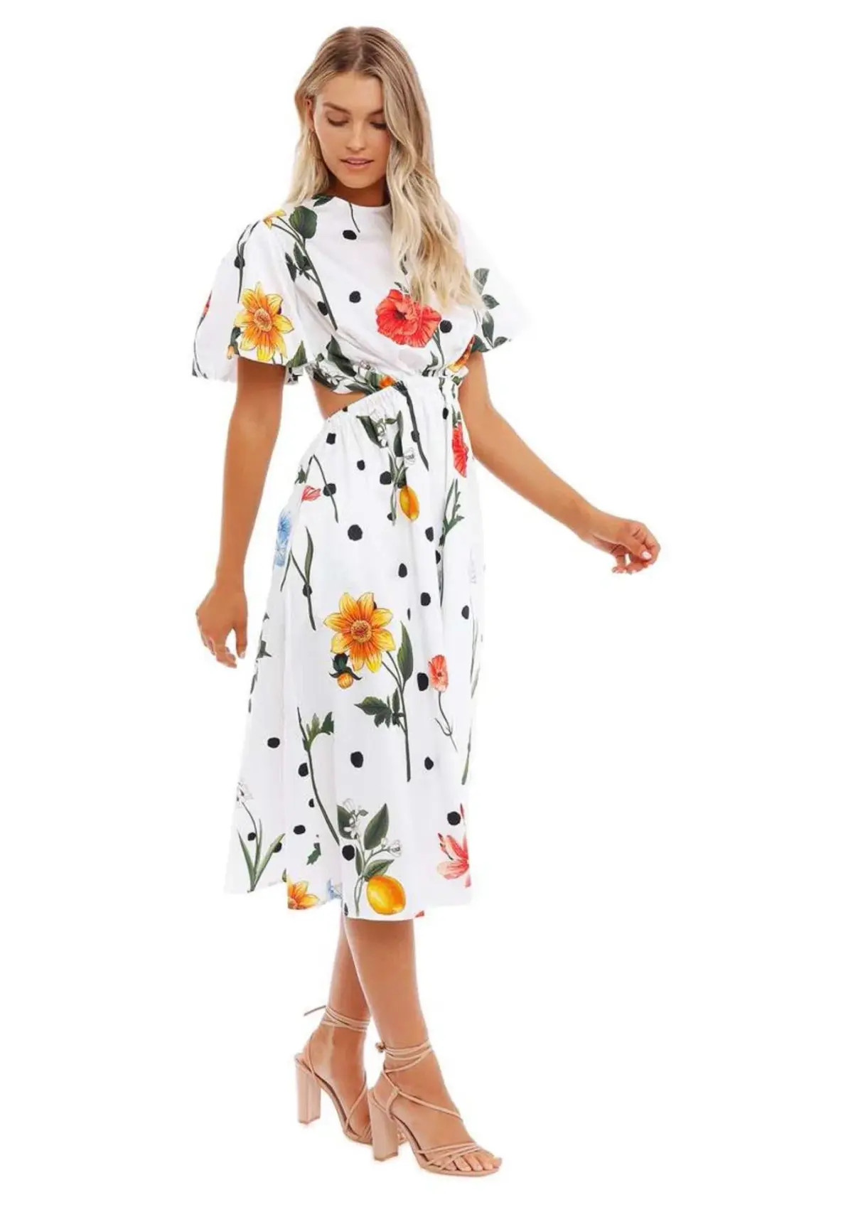 Leo Lin La Flor Midi Dress in Multi Floral Size 14 - Image 1