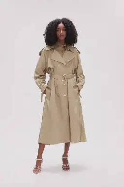 Aje Prima Pleat Trench Coat in Desert Khaki
Size 12
