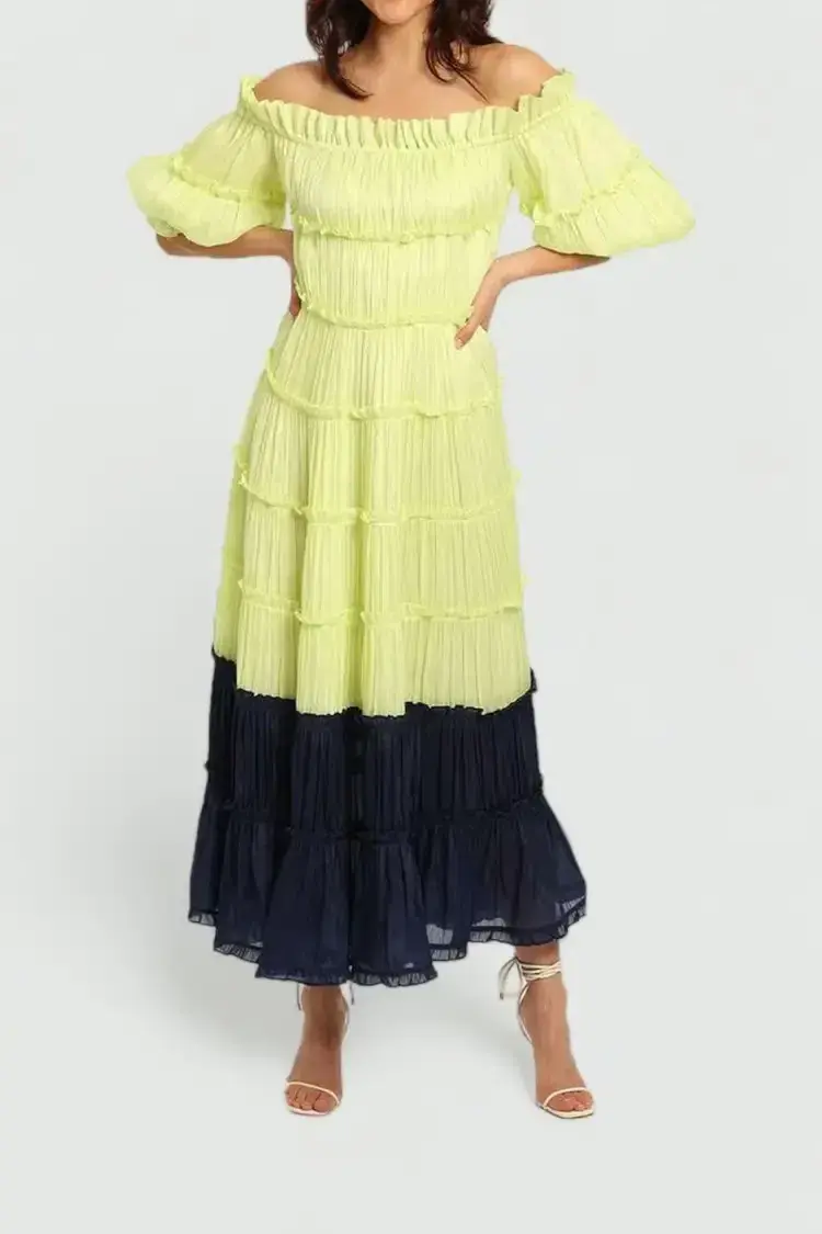 Leo Lin The Nobility Midi Dress Spliced Size 10 for rent on The Volte - main image