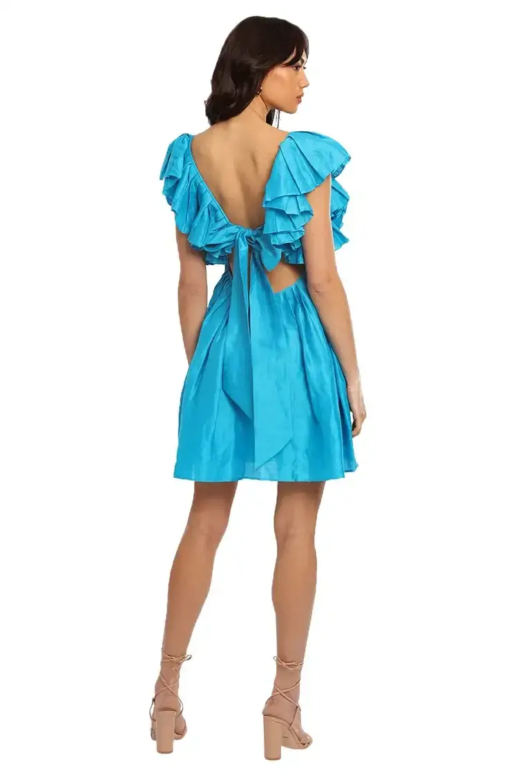 Leo Lin Azure Mini Dress in Blue Size 6 - Image 3