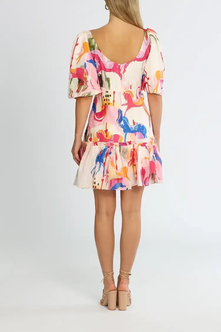 Leo Lin The Carousel Mini Dress in Rainbow Carousel Size 14 for rent on The Volte - main image