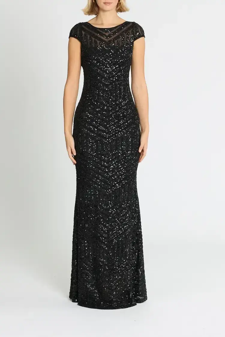 Langhem Ida Sequin Gown in Black Size 8 for rent on The Volte - main image