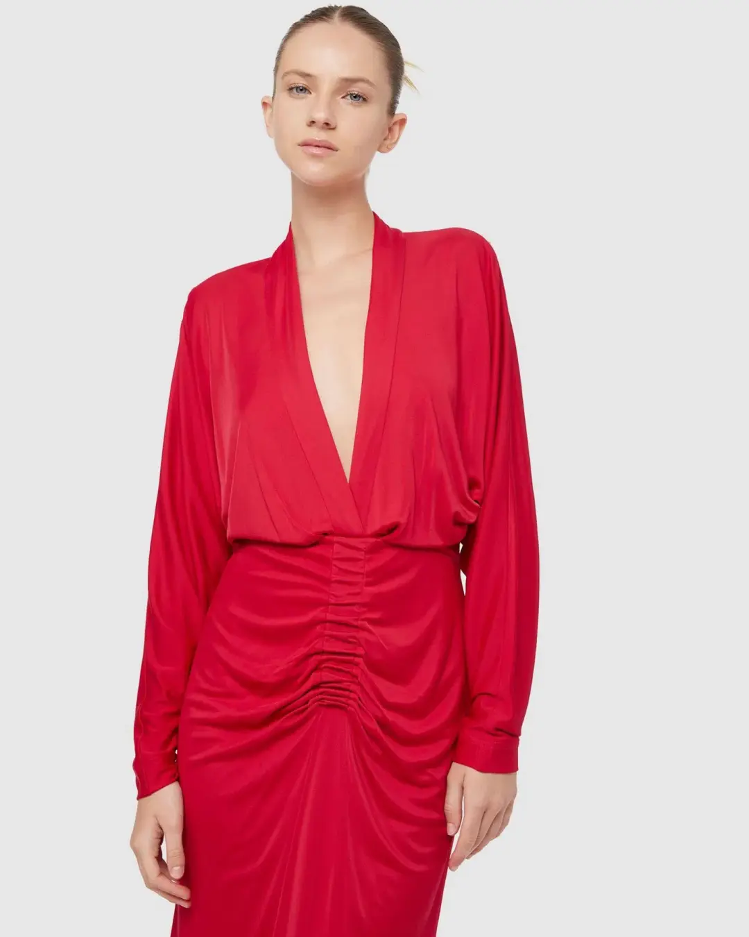Manning Cartell Haute Pursuit Long Sleeve Midi Dress Red Size 14 for rent on The Volte - main image