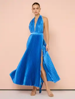 L'Idee Modernist Split Gown In Mediterranean Blue Size AU 12