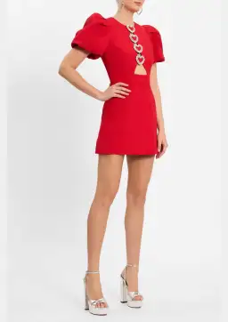Rebecca Valence Chiara Puff Sleeve Mini Dress Red Size AU 8 for rent on The Volte - image 3