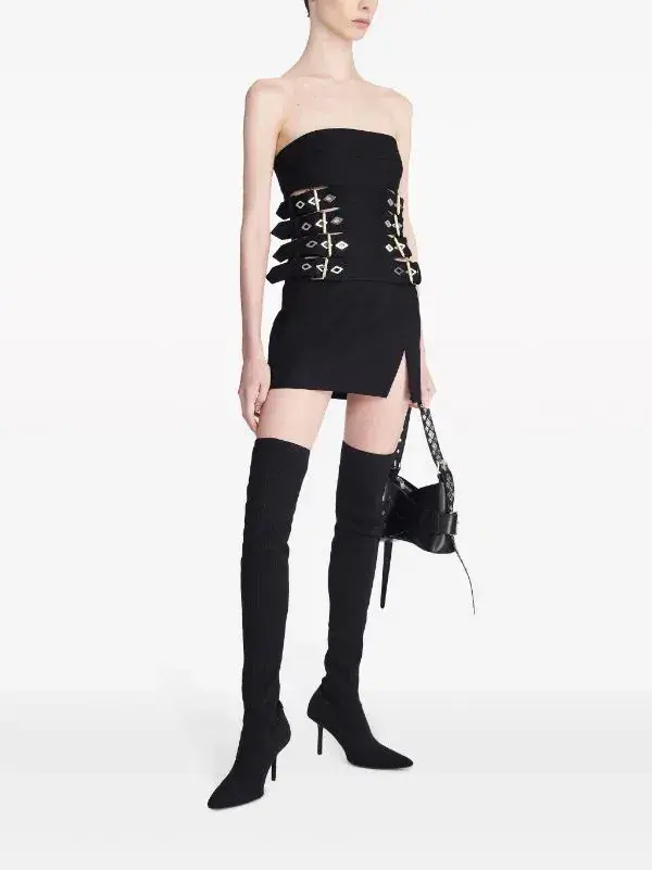 Dion Lee Belt Cinched Mini Dress Black Size AU 10 for rent on The Volte - main image