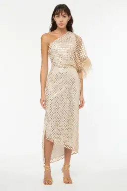 Manning Cartell Checkerboard Sequin Event Dress Glod Size AU 6