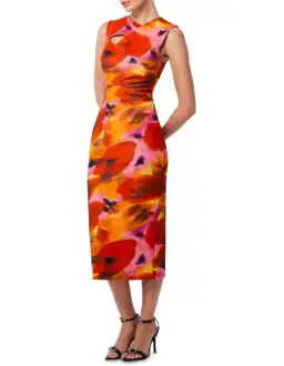 Mossman Allure Midi Dress Orange Print Size AU 8 for rent on The Volte - image 2