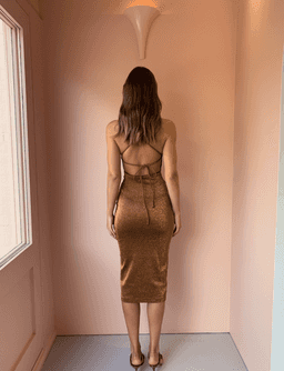 Bec & Bridge Bronze Baby Midi Dress Brown Size 8 for rent on The Volte - image 2