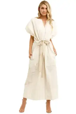 Lee Mathews Elka Puff Dress in Beige Size AU 10