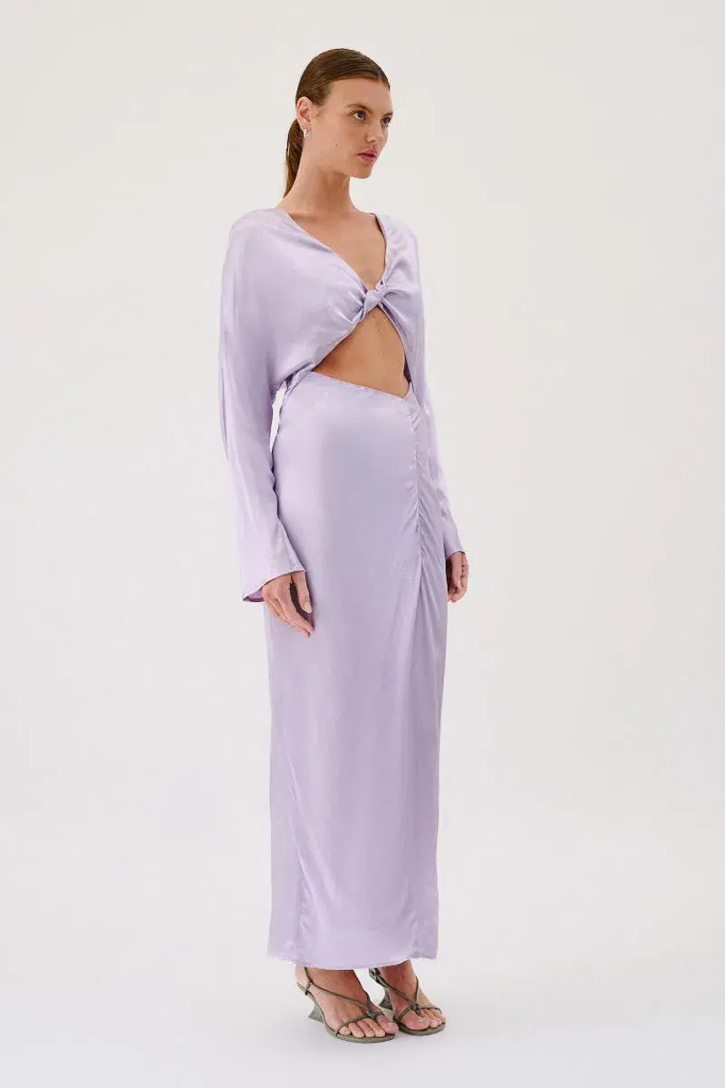 Suboo Millenia Long Sleeve Twist Front Maxi Dress Lilac Size 6 for rent on The Volte - main image