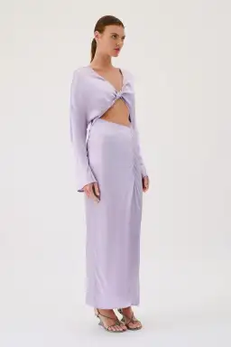 Suboo Millenia Long Sleeve Twist Front Maxi Dress Lilac Size 6 for rent on The Volte - image 2