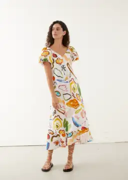 Rooh Collective Tara Midi Multi Print on White Size M / AU 10 for rent on The Volte - image 1