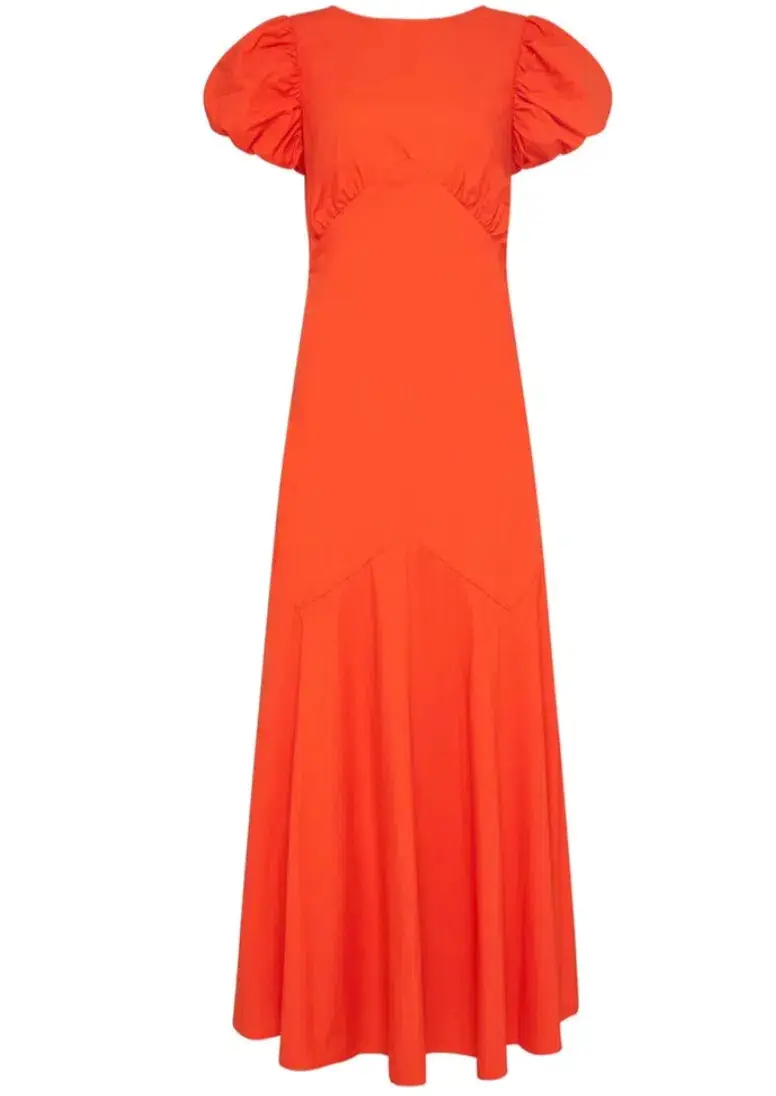 Sir the Label Anja Panelled Midi Dress Mandarin Red Size 10 for rent on The Volte - main image
