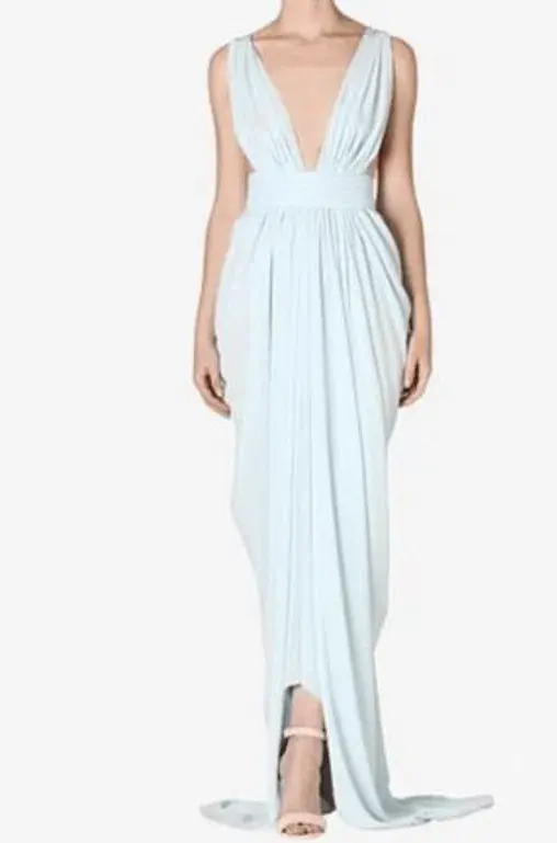 Carla Zampatti Diaphanous Waterfall Dress Ice Blue Size 8 for rent on The Volte - main image