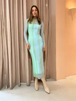 Significant Other Jean Midi Dress Green Mirage Size 6 for rent on The Volte - image 1