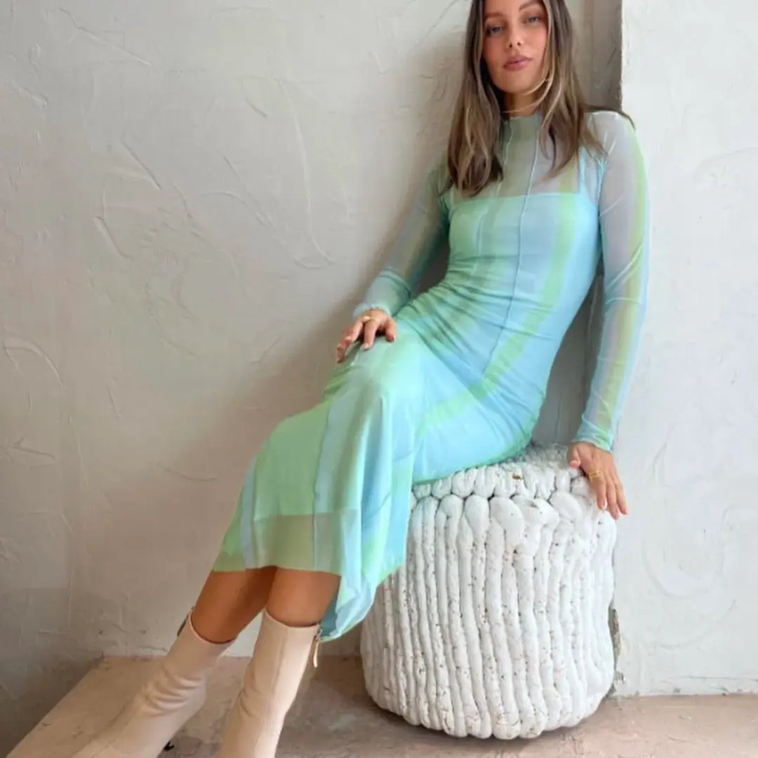 Significant Other Jean Midi Dress Green Mirage Size 6 for rent on The Volte - main image