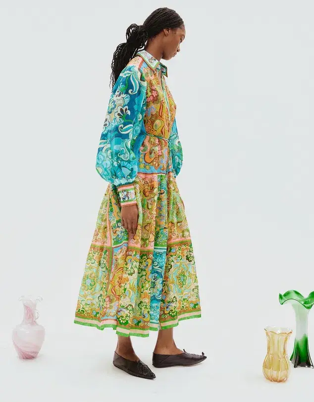 Alemais Dreamer Shirt Midi Dress Multi Size 16 for rent on The Volte - main image