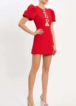 Rebecca Vallance Chiara Puff Sleeve Mini Dress Red Size 8 for rent on The Volte - image 4