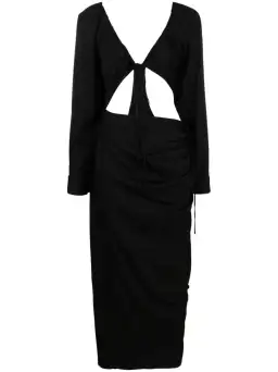 Christopher Esber Ruched Floating Sleeve Tie Dress Black Size 8 for rent on The Volte - image 5