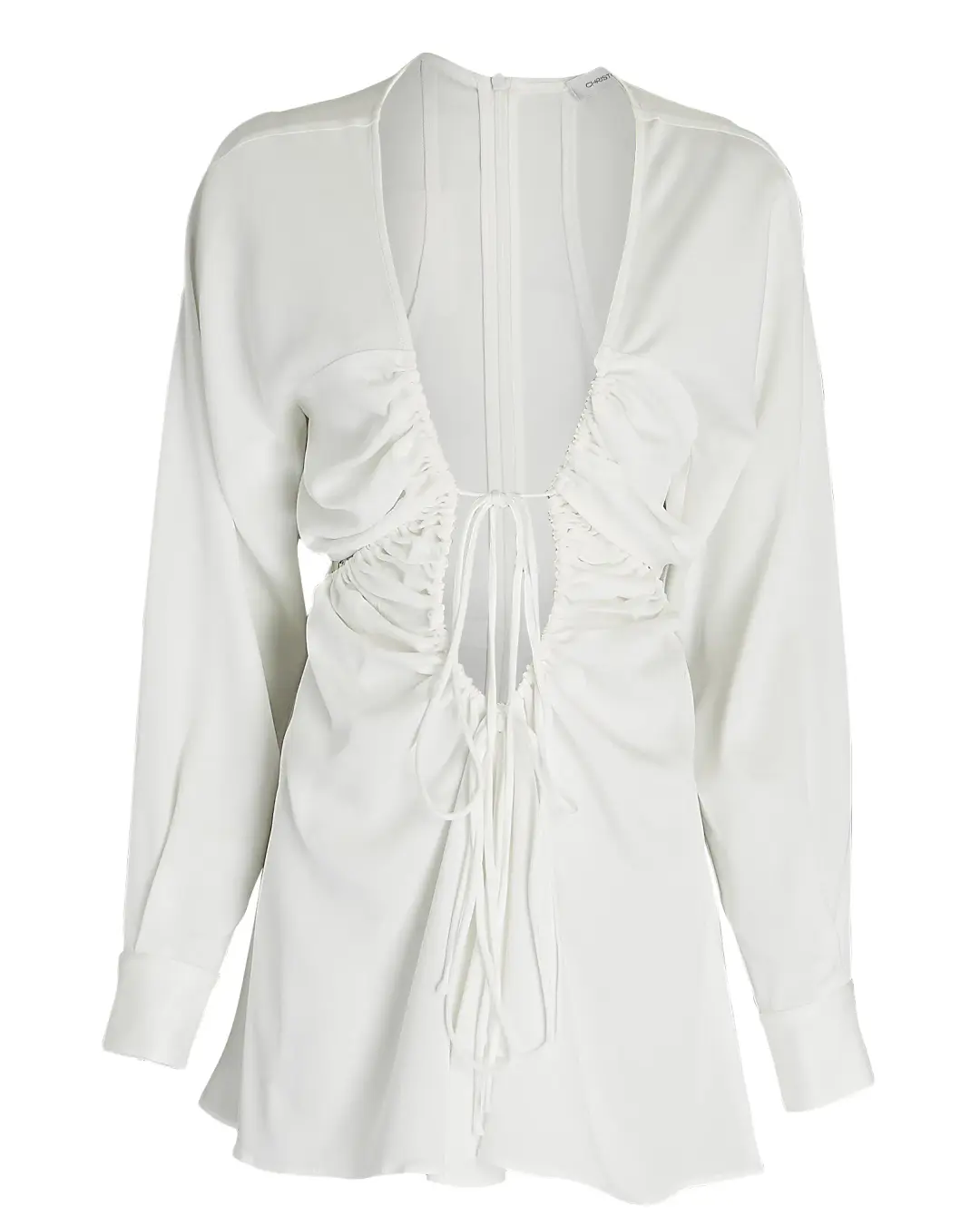 Christopher Esber Ruched Floating Sleeve Mini Dress White Size 12 for rent on The Volte - main image
