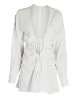 Christopher Esber Ruched Floating Sleeve Mini Dress White Size 12 for rent on The Volte - image 3