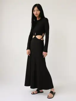 Christopher Esber Looped Cutaway Long Sleeve Rib Dress Black Size 14 for rent on The Volte - image 3