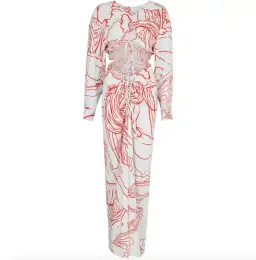 Christopher Esber Ruched Disconnect Shirt Dress Odyssey Print in Red/Ice Size 4 for rent on The Volte - image 4