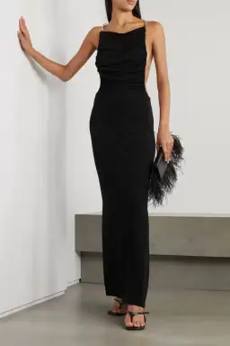 Christopher Esber Sculptured Strapped Ruched Dress Black Size 14 for rent on The Volte - image 1