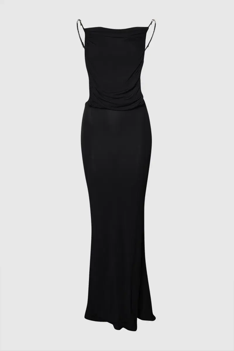 Christopher Esber Sculptured Strapped Ruched Dress Black Size 14 for rent on The Volte - main image