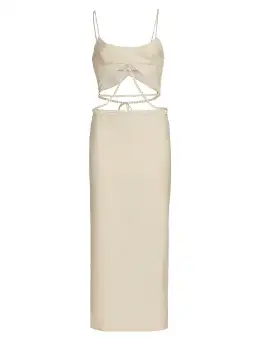 Christopher Esber Crochet Glass Pearl Tie Dress Beige Size 12 for rent on The Volte - image 3