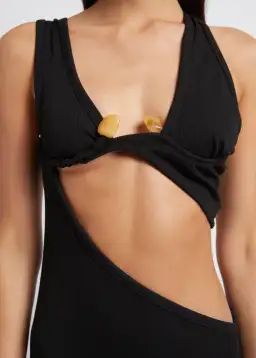 Christopher Esber Underbust Quartz Split Ruched Tank Dress Black Size 12 for rent on The Volte - image 2