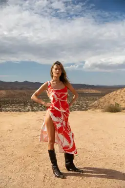 Sir the Label Ramona Twist Bias Dress Orange Print Size 3 / AU 12 for rent on The Volte - image 2