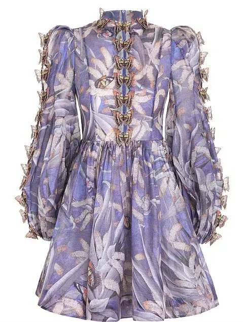 Zimmermann The Botanica Butterfly Mini Dress In Pandanus Size 0/Au 8 for rent on The Volte - main image