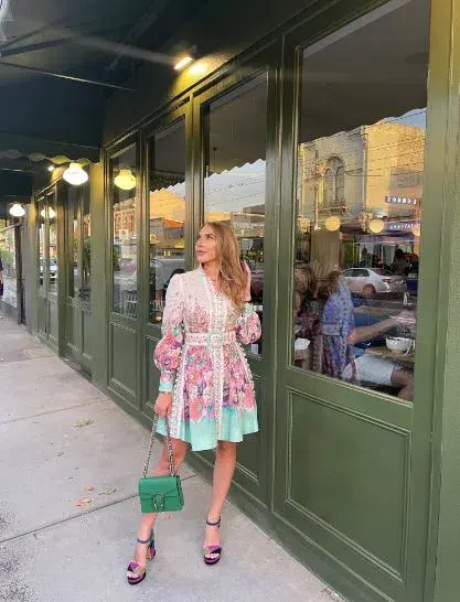 Zimmermann Jude Buttoned Mini Dress in Aqua Gradient Floral Size 0/Au 8 for rent on The Volte - main image