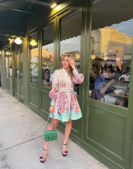 Zimmermann Jude Buttoned Mini Dress in Aqua Gradient Floral Size 0/Au 8 for rent on The Volte - main image