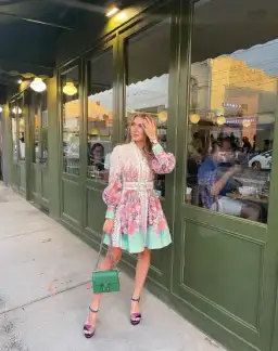 Zimmermann Jude Buttoned Mini Dress in Aqua Gradient Floral Size 0/Au 8 for rent on The Volte - image 4