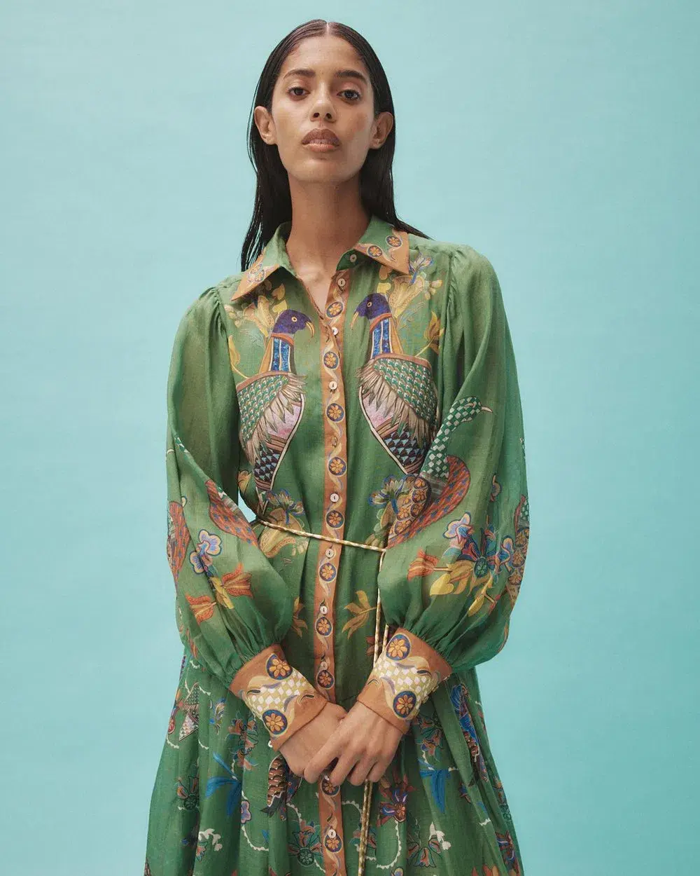 Alemais Birdie Green Shirtdress With Sleeves Size AU 10 for rent on The Volte - main image