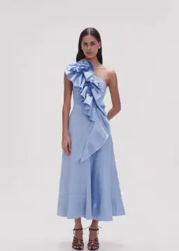 Aje Adelia Ruffle Midi Dress Blue Size 12 for rent on The Volte - image 1
