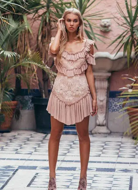 Alice McCall Lovebirds Mini Dress Dusty Pink Size 6 for rent on The Volte - main image