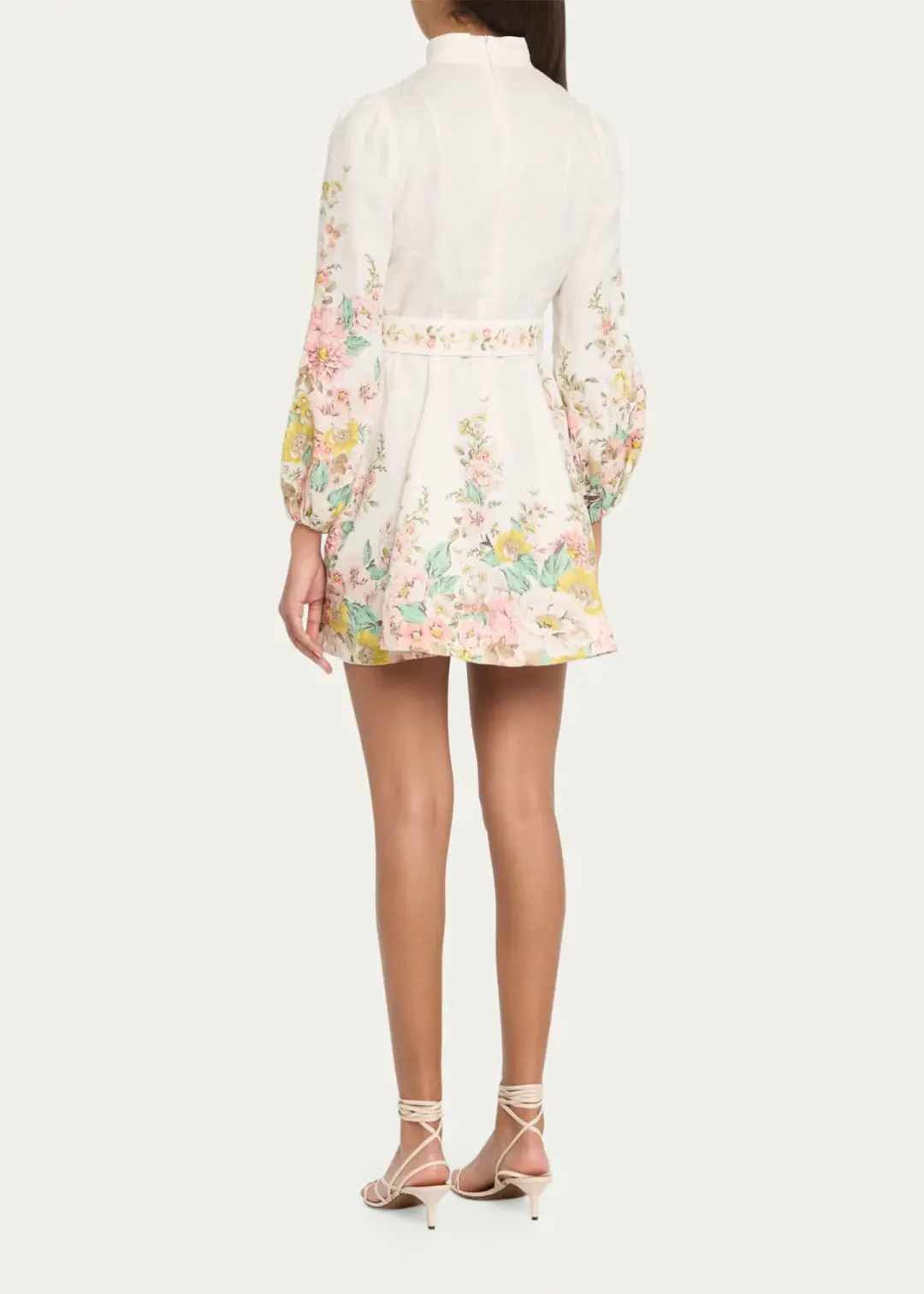 Zimmermann Matchmaker Buttoned Mini Dress in Ivory/Coral Floral Size 1/ AU 10 for rent on The Volte - main image