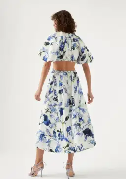 Aje Capucine Puff Sleeve Midi Dress Lavenders of Provence Print Size 4 for rent on The Volte - image 2