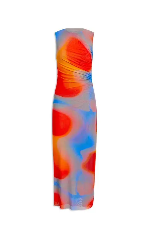 Scanlan Theodore Italian Watercolour Dress Blue/Red Size 6 for rent on The Volte - main image