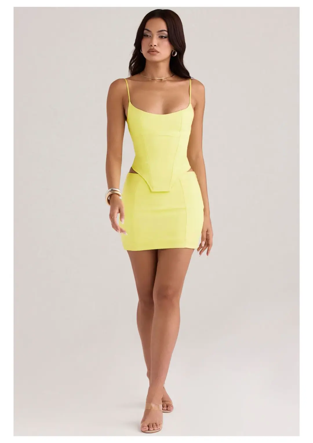 House of CB Flavia Sculpting Corset and Nisha Mini Skirt Set Neon Size XS / AU 6 for rent on The Volte - main image