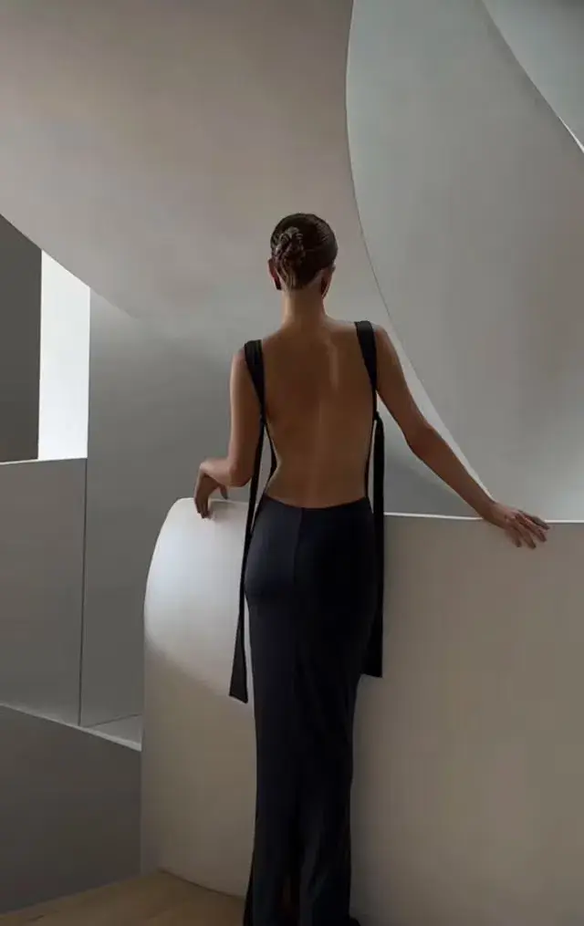 Effie Kats Helena Gown Black Size 6 for rent on The Volte - main image