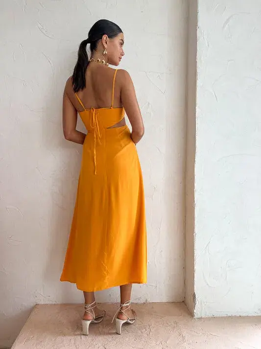 Tojha Isadora Cut Out Midi Dress In Sunset Size 10 for rent on The Volte - main image