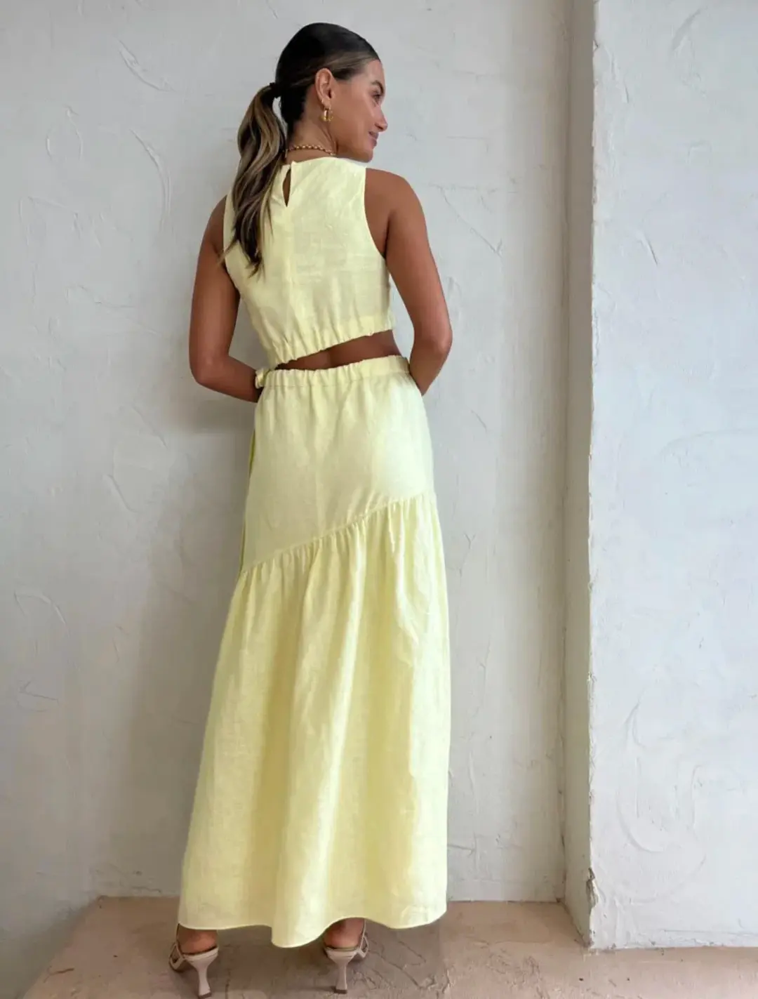 Sir the Label Francesca Asymmetrical Cut Out Dress Butter Yellow Size 6 for rent on The Volte - main image
