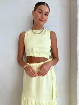 Sir the Label Francesca Asymmetrical Cut Out Dress Butter Yellow Size 6 for rent on The Volte - image 2